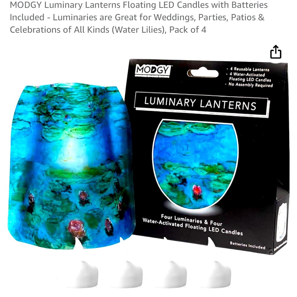 MODGY LUMINARY CANDLES - WATER LILIES - PACK OF FOUR